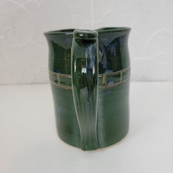Art Pottery Pitcher Vase 4.75" tall Green Ceramic Mid Century Modern - Picture 4 of 10